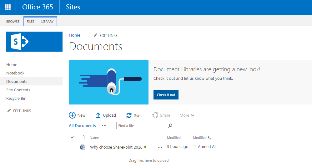 SharePoint Online document library Office 365 view