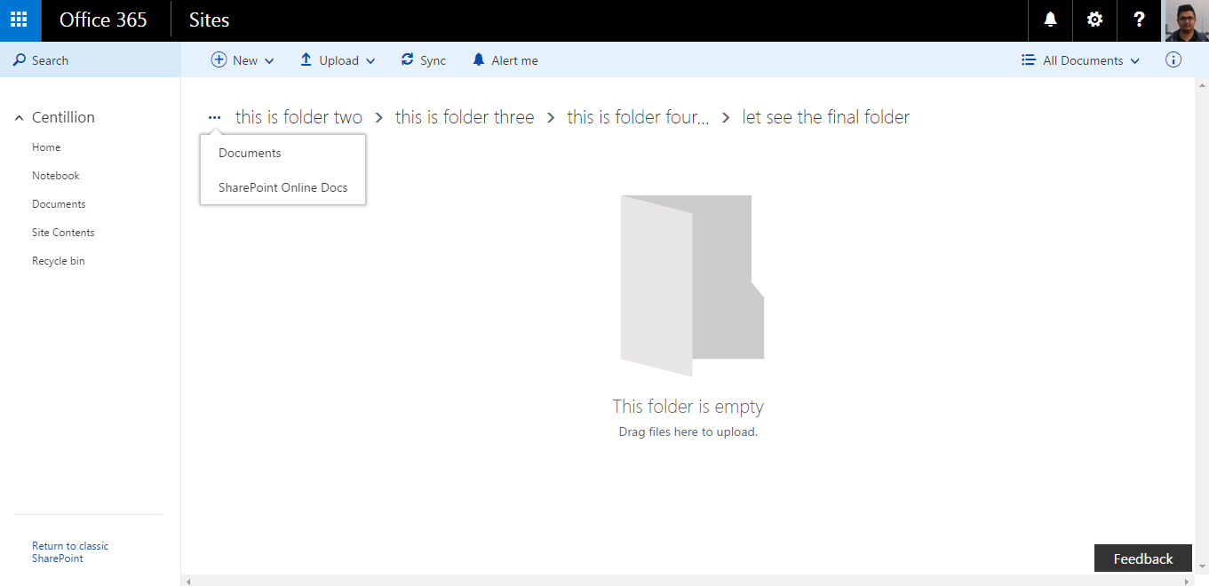 SharePoint Online document library breadcrumbs