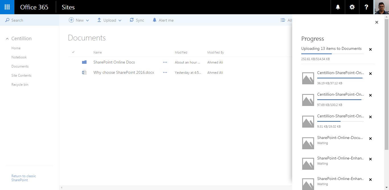 SharePoint Online document library folder upload feature