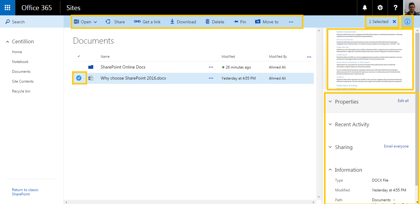 SharePoint Online document library navigation features